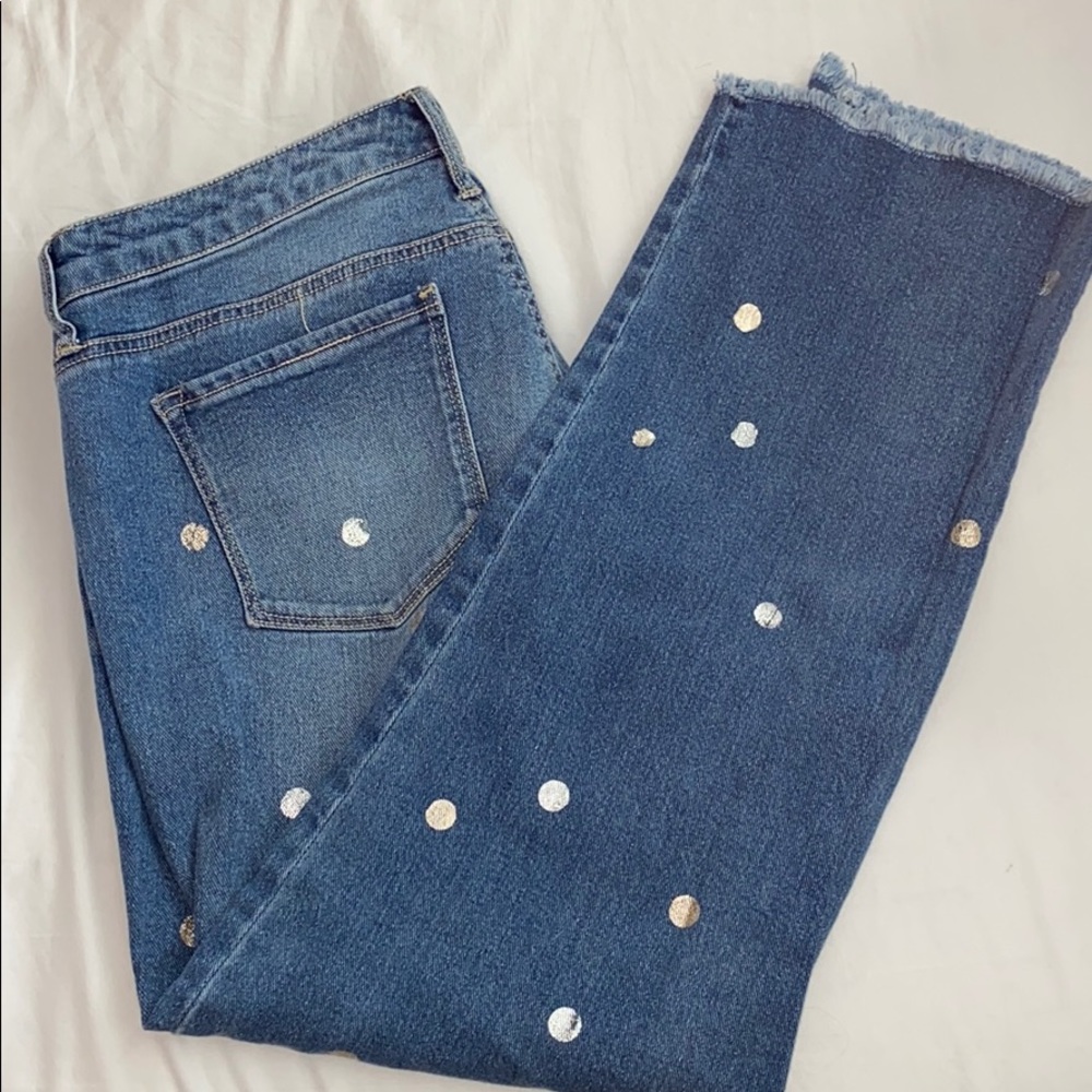 Metallic pokadot jeans!